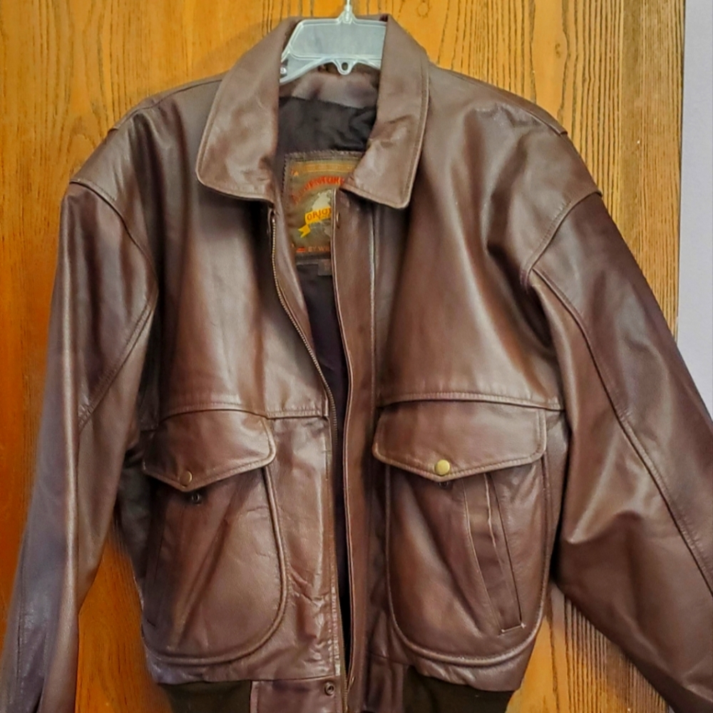 Womens Brown Leather Bomer